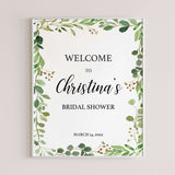 Watercolor Leaves Bridal Shower Welcome Board Template DIY