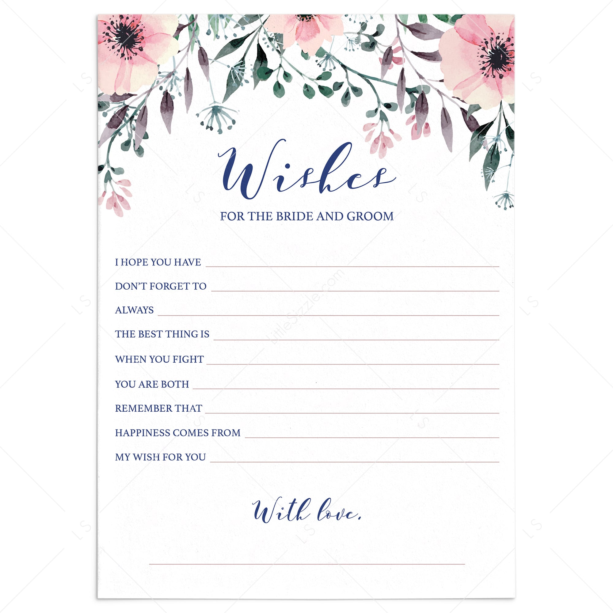 Well Wishes for the Bride and Groom Cards Printable by LittleSizzle