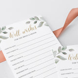Elegant Wedding Well Wishes And Advice Cards Printable
