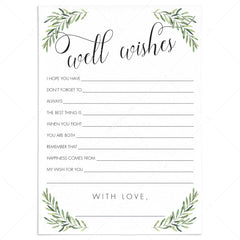 Wedding Well Wishes Card with Olive Branches