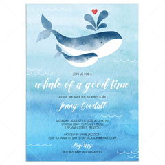 Whale Baby Shower Invitation Template by LittleSizzle