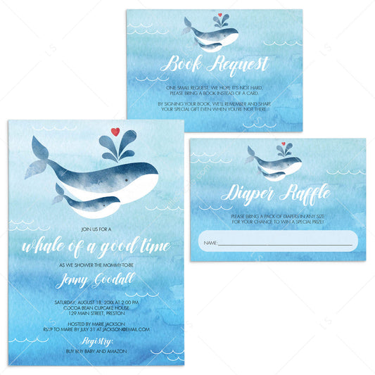 Whale Invitation Set for Boy Baby Shower by LittleSizzle