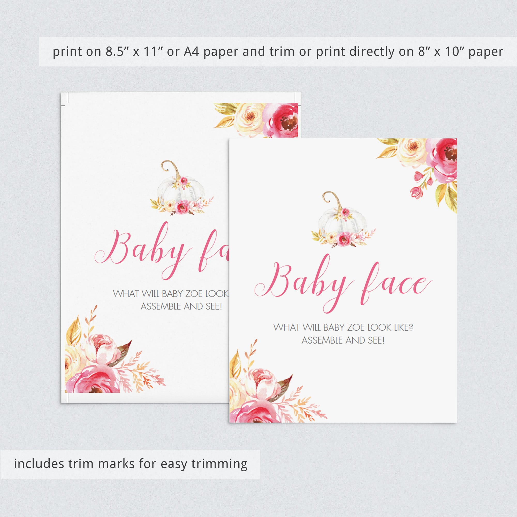 baby face game for girl baby shower by LittleSizzle
