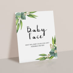 What Will Baby Look Like Greenery Baby Shower Games Printable
