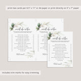 Greenery Gold Baby Shower Games Package Instant Download