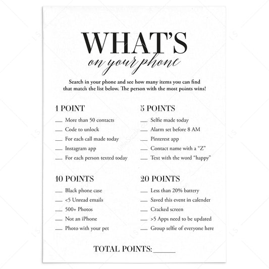 What's On Your Phone Icebreaker Game Printable by LittleSizzle