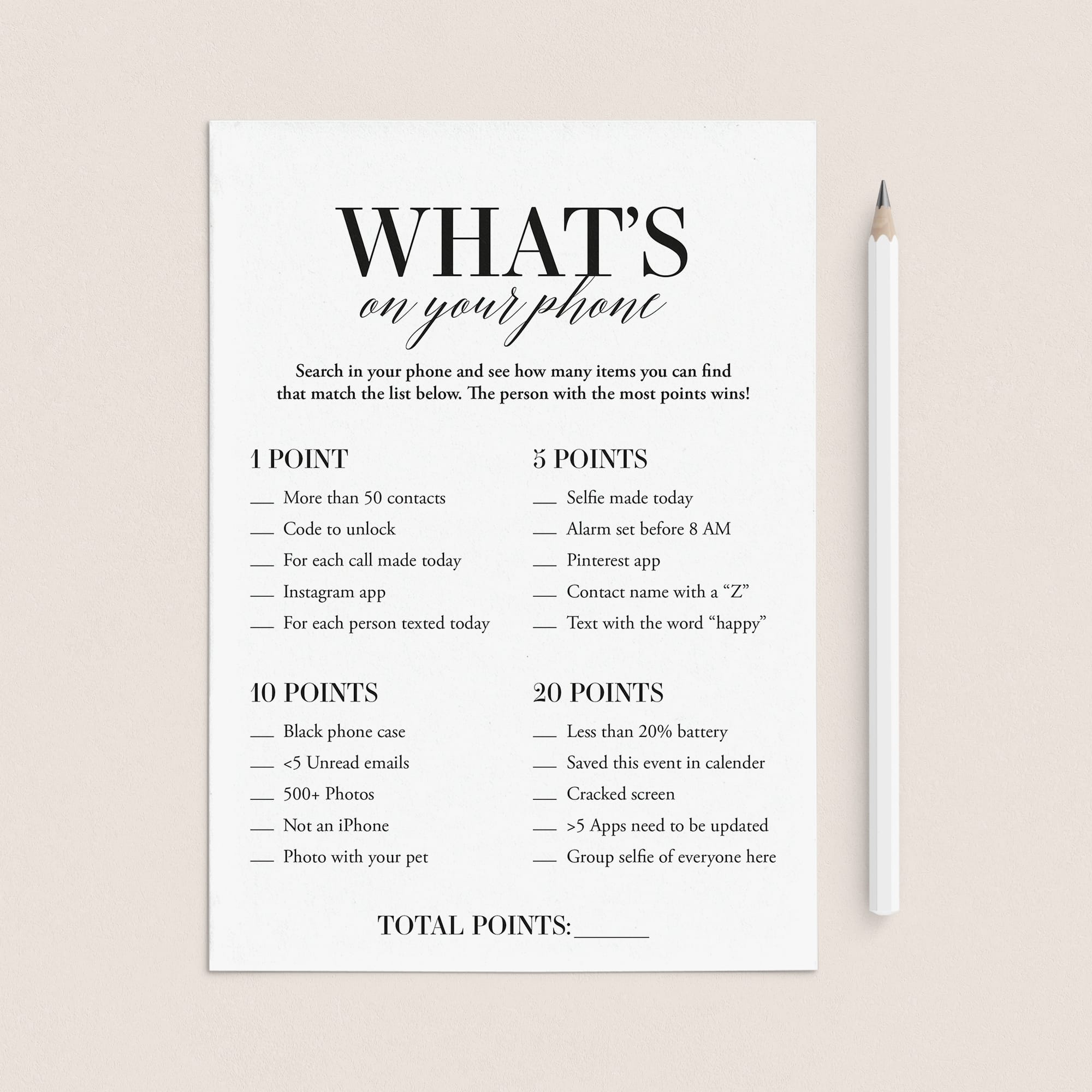 What’s On Your Phone Icebreaker Game Printable | Instant Download