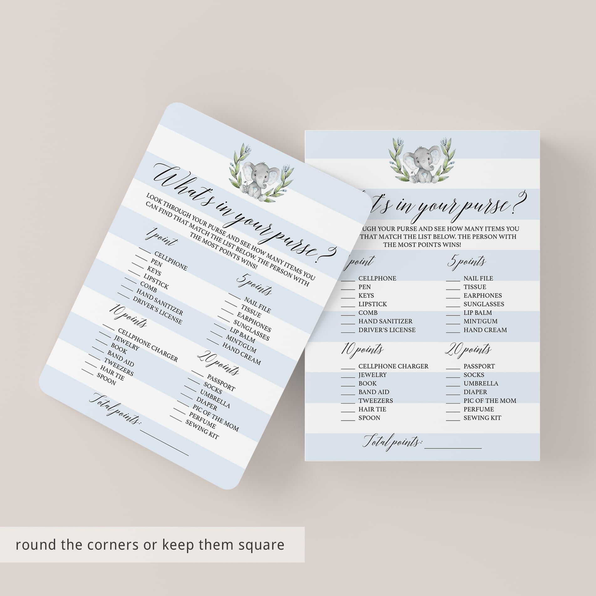 Popular baby shower game cards what's in your bag by LittleSizzle