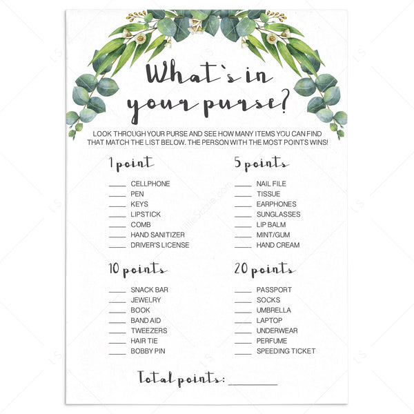 What's in Your Purse Bridal Shower Game Lilac Purple Bridal Shower Game  Printable NOT Editable B70 - Etsy