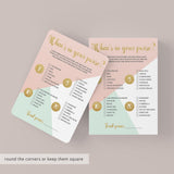 Pink and Gold Whats In Your Purse Game Instant Download