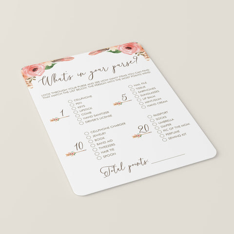 Whats In Your Purse baby shower game printable | Instant download ...