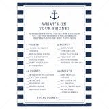 What's On Your Phone Birthday Party Game Nautical Theme by LittleSizzle