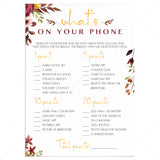 Bohemian Bridal Party Game What's On Your Phone by LittleSizzle