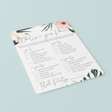 Tropical Theme Bridal Shower Game Printable What's On Your Phone