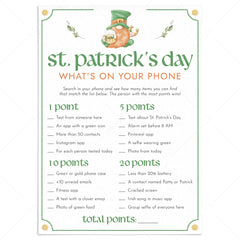 St Patricks Party Game Whats On Your Phone Printable by LittleSizzle