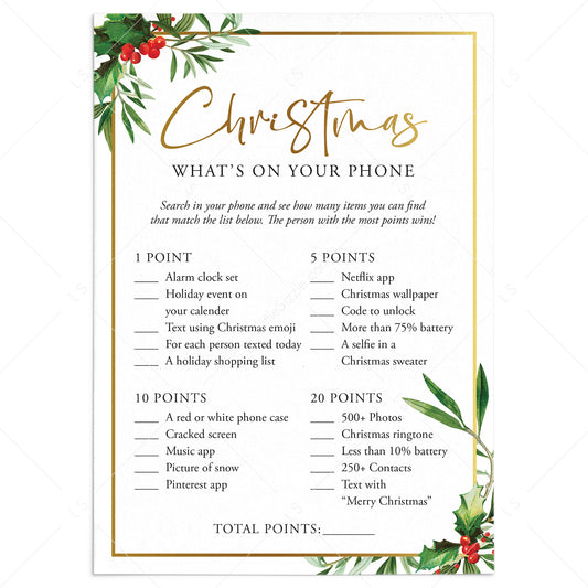 Christmas Phone Game Printable by LittleSizzle