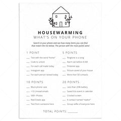 Housewarming What's In Your Phone Game Printable by LittleSizzle