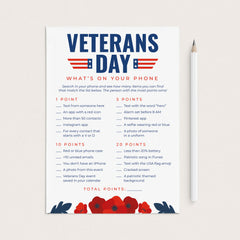 Adult Veterans Day Activity Whats On Your Phone Printable