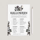 Printable Halloween Phone Game Black Floral Skull by LittleSizzle