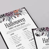 Black and Purple Floral Halloween Game Bundle for Ladies