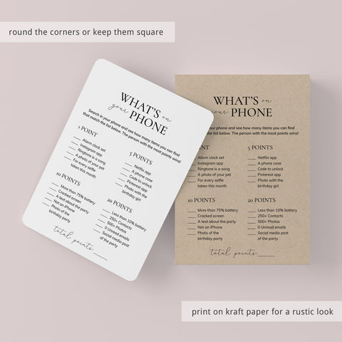Printable What's On Your Phone Birthday Game for Her | Instant Download ...