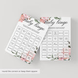 Blush Pink Baby Bingo Cards - Watercolor Florals