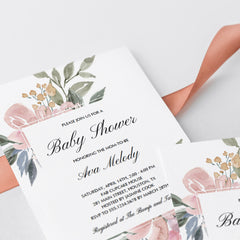 Whimsical floral baby shower invites by LittleSizzle