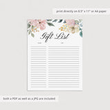 Printable pink and green shower gift list by LittleSizzle
