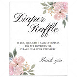 Blush pink baby shower diaper raffle sign printable by LittleSizzle