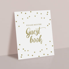 White and gold guest book table signage by LittleSizzle