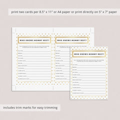 Know the mommy-to-be game for gold baby party printable by LittleSizzle