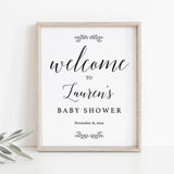 Elegant Black and White Baby Shower Welcome Sign Template
