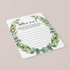 Greenery Wreath Bridal Shower Memory Game Printable