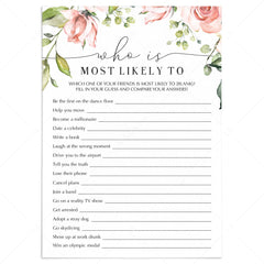 Fun Ladies Night Game Who Is Most Likely To Printable by LittleSizzle