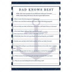 Who Knows Dad Best baby shower game Nautical by LittleSizzle