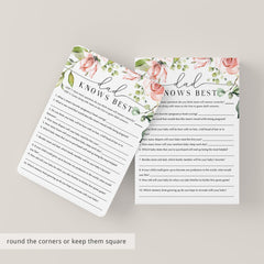 Dad Knows Best Printable Baby Shower Game Floral Theme