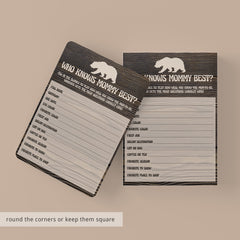 Who Knows Mommy Quiz Wood Background Shower Printable
