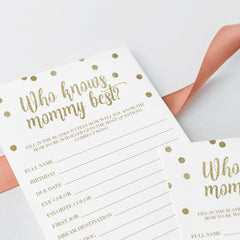 Gold Who know mommy best baby shower printable by LittleSizzle