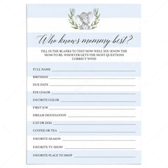 Who knows mommy best game for elephant baby shower by LittleSizzle