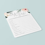 Printable Mommy Quiz for Tropical Baby Shower