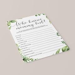 Watercolor Botanical Games for Baby Shower Printables
