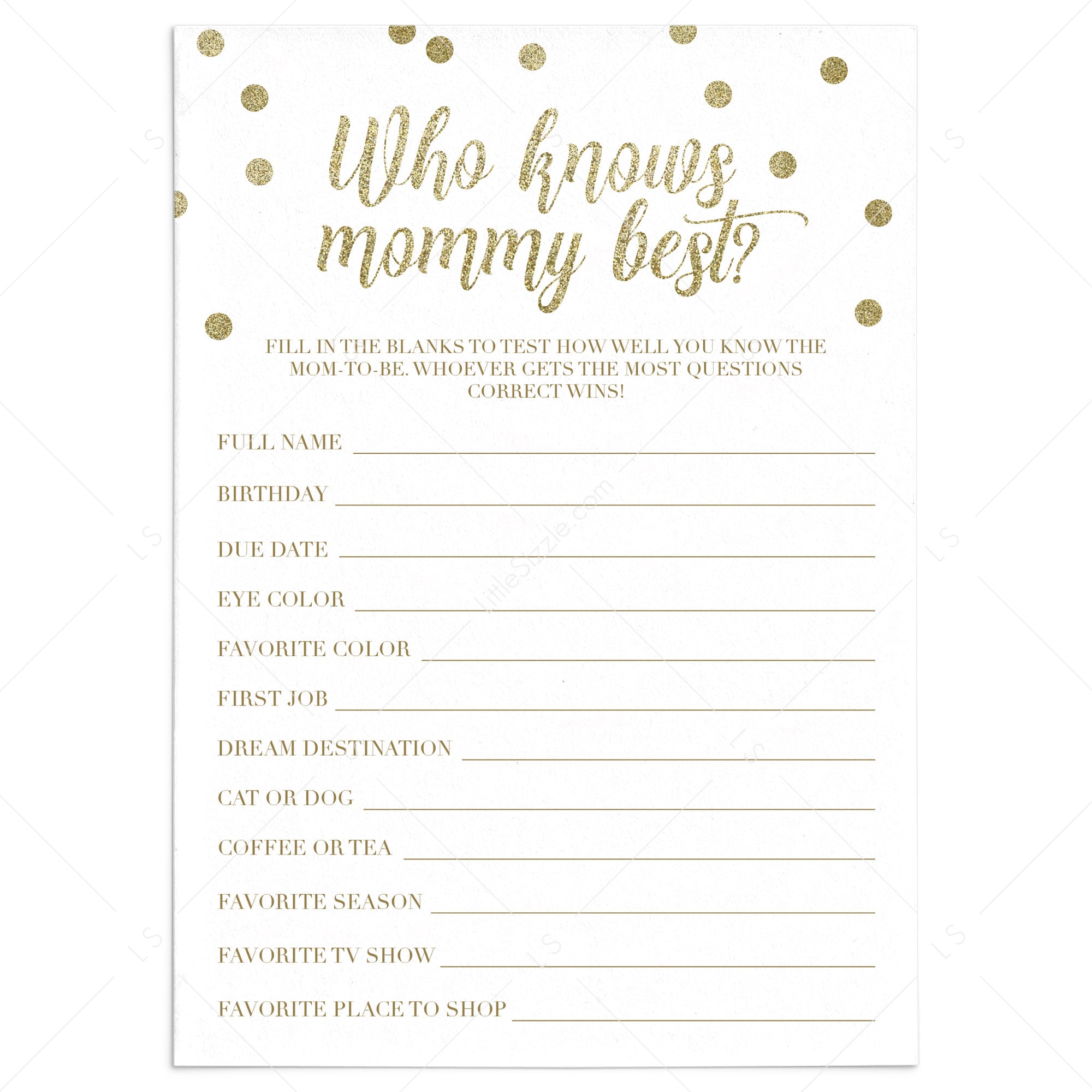 Who knows mommy best games for baby shower by LittleSizzle