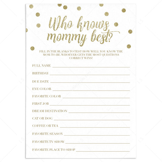 It's a Boy Who Knows Mommy Best Baby Shower Game - 20 Cards – Distinctivs