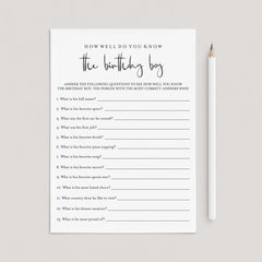 How Well Do You Know The Birthday Boy Printable by LittleSizzle