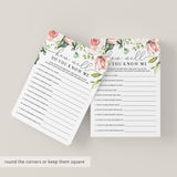Blush Floral How Well Do You Know The Birthday Girl Cards