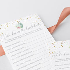Autumn Bridal Shower Games Bundle Floral Pumpkin