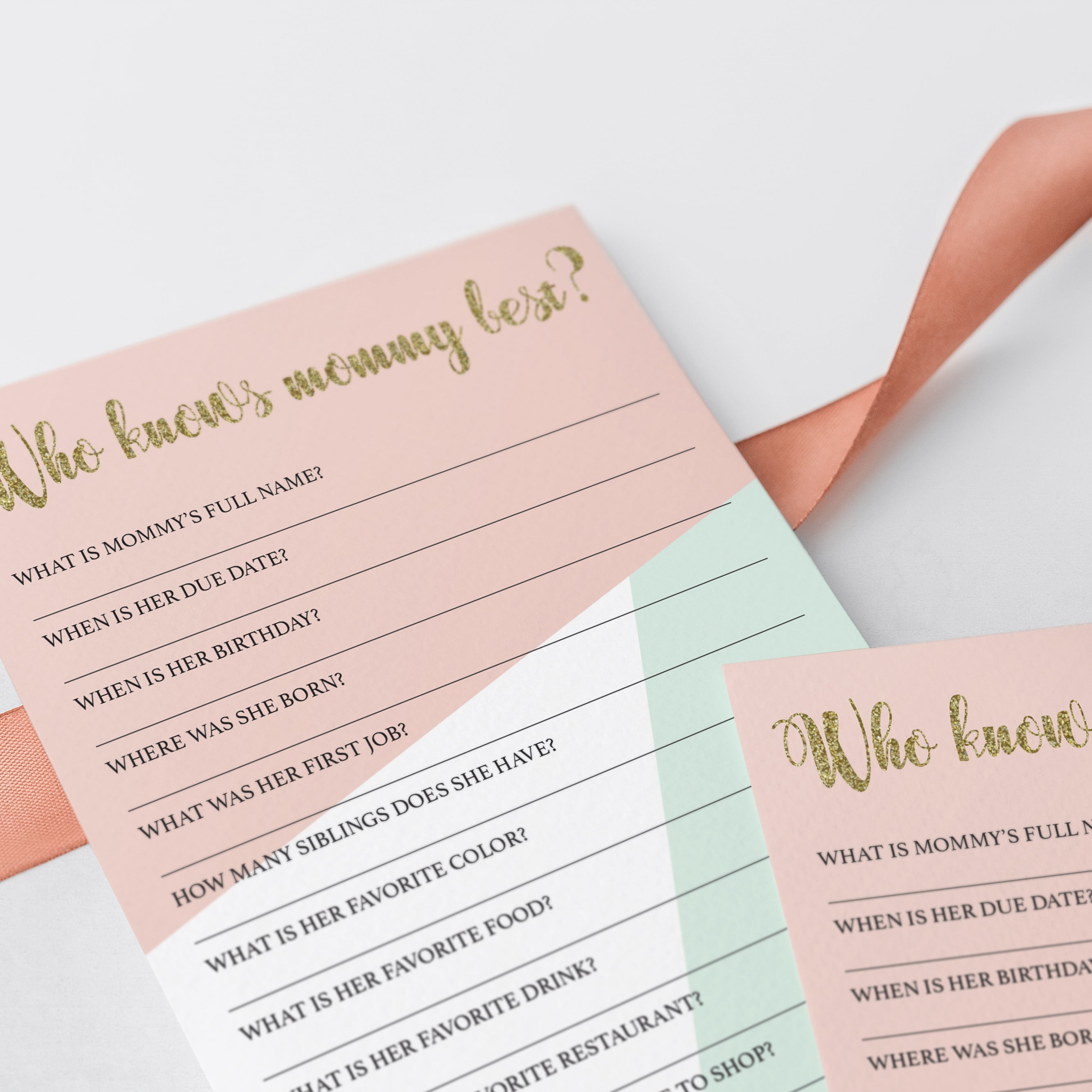 Pink and gold baby shower who knows mommy best printable by LittleSizzle