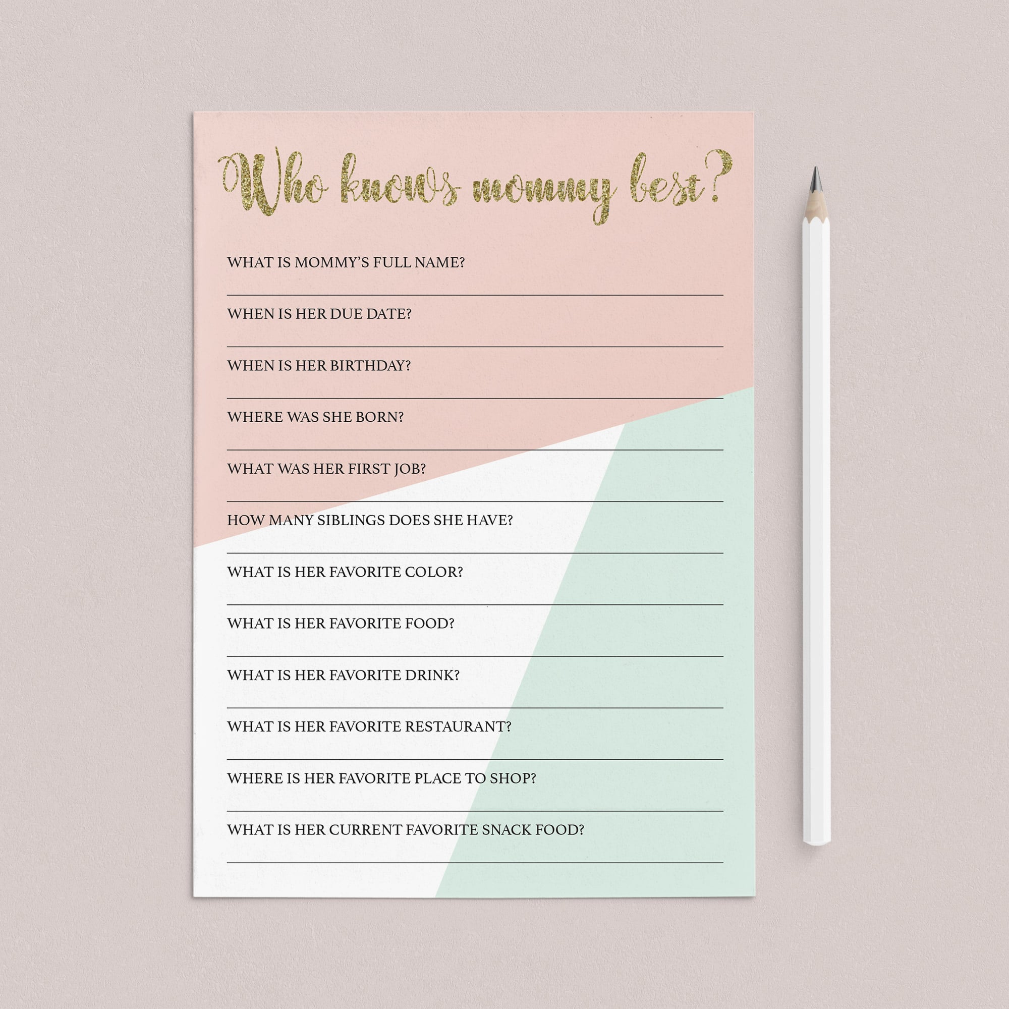 Who knows mommy best baby shower printable by LittleSizzle