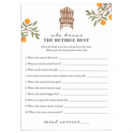 Retirement Party Game Who Knows The Retiree Best by LittleSizzle