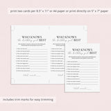 Printable Who Knows The Birthday Girl Best Quiz
